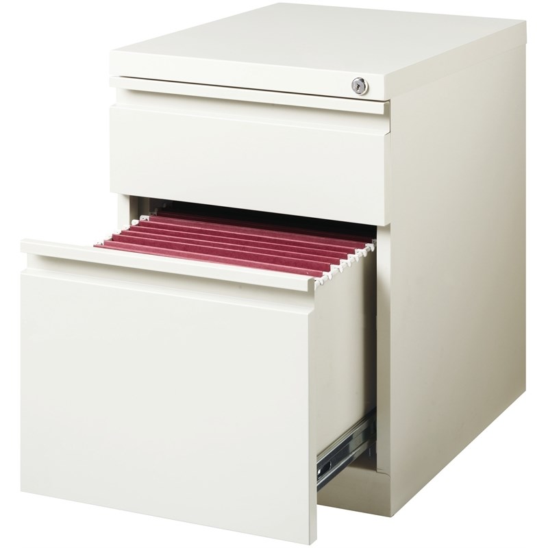 Scranton & Co 2-Drawer Modern Metal Mobile Pedestal Filing Cabinet in White