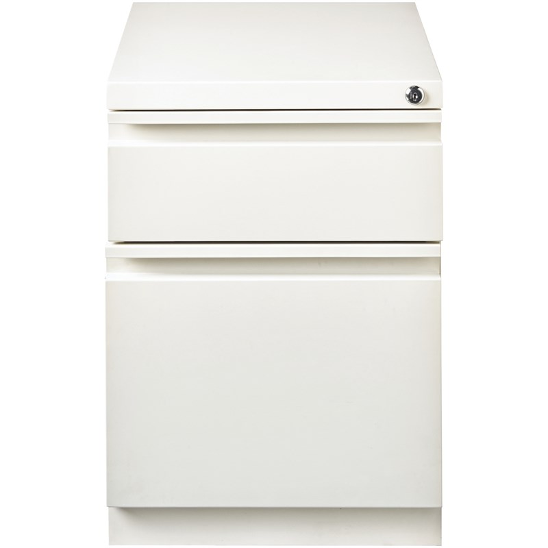 Scranton & Co 2-Drawer Modern Metal Mobile Pedestal Filing Cabinet in White