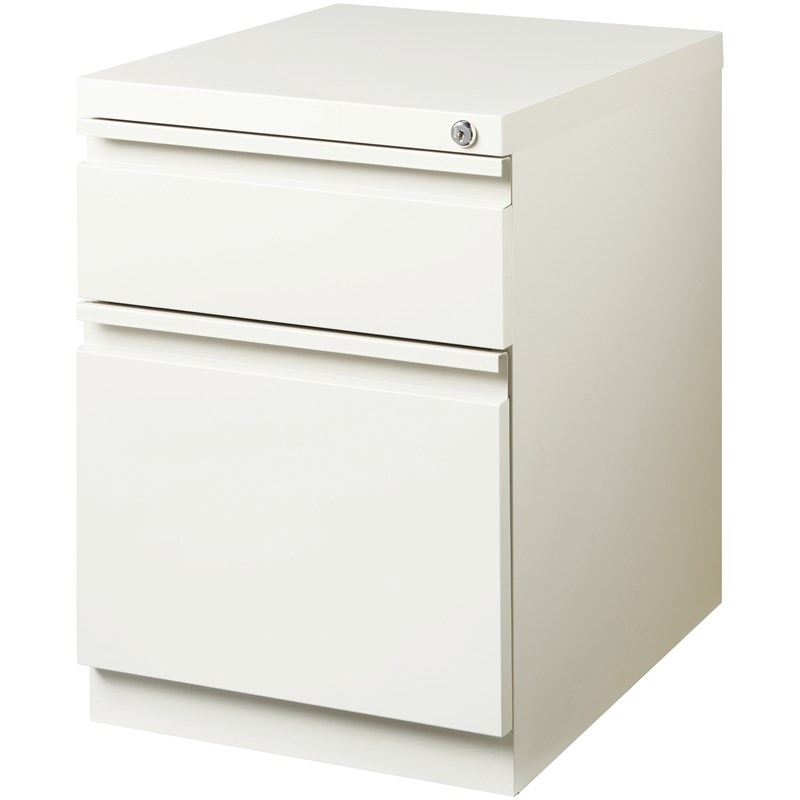 Scranton & Co 2-Drawer Modern Metal Mobile Pedestal Filing Cabinet in White