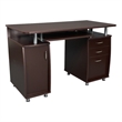 Scranton & Co Transitional Wood Computer Office Desk with Storage in Chocolate