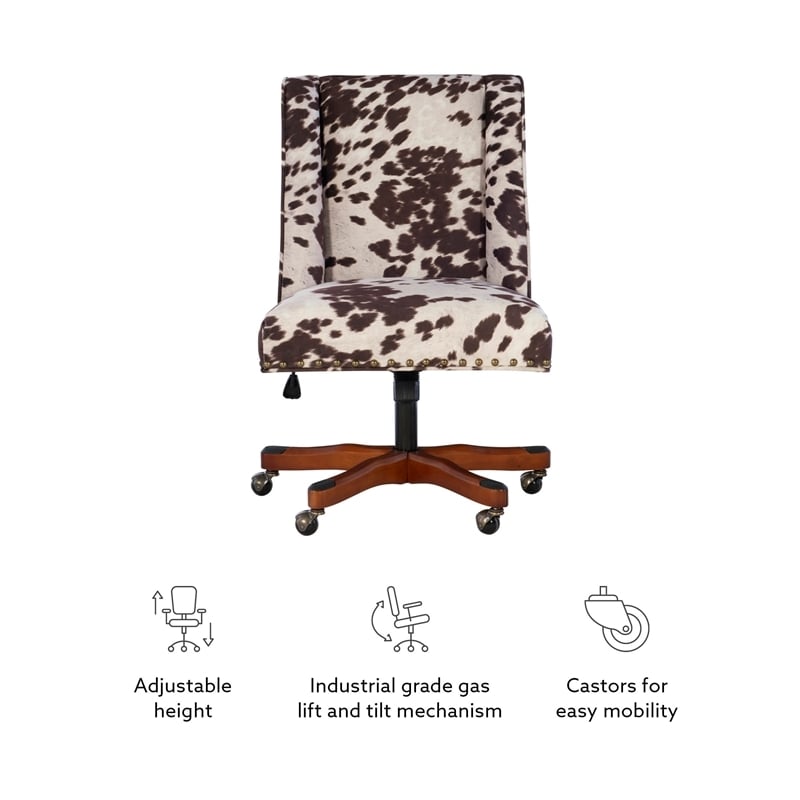 Scranton & Co Transitional Fabric Office Chair with Casters in Brown/Walnut