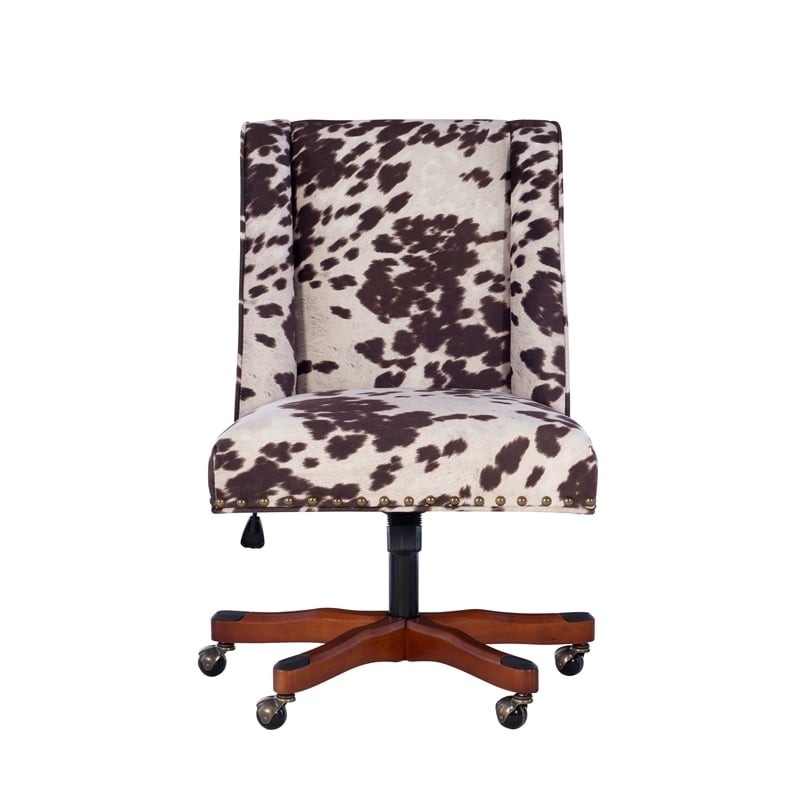 Scranton & Co Transitional Fabric Office Chair with Casters in Brown/Walnut