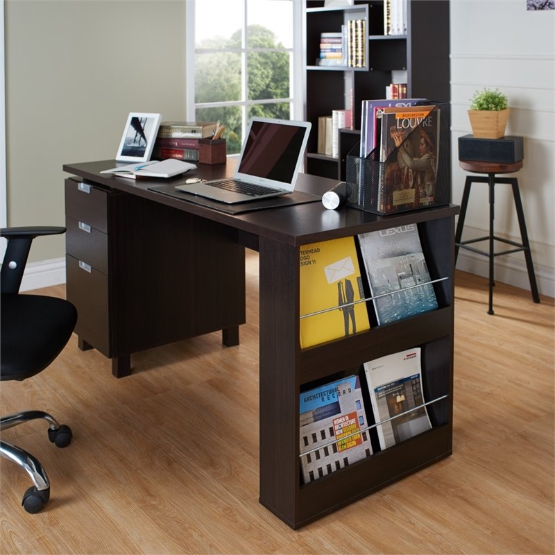 Scranton & Co Modern 3-Drawer Wood/Steel Office Desk in Espresso
