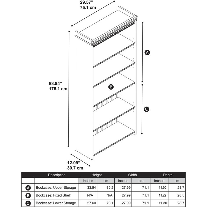 Scranton & Co 5 Shelf Bookcase in Antique Black
