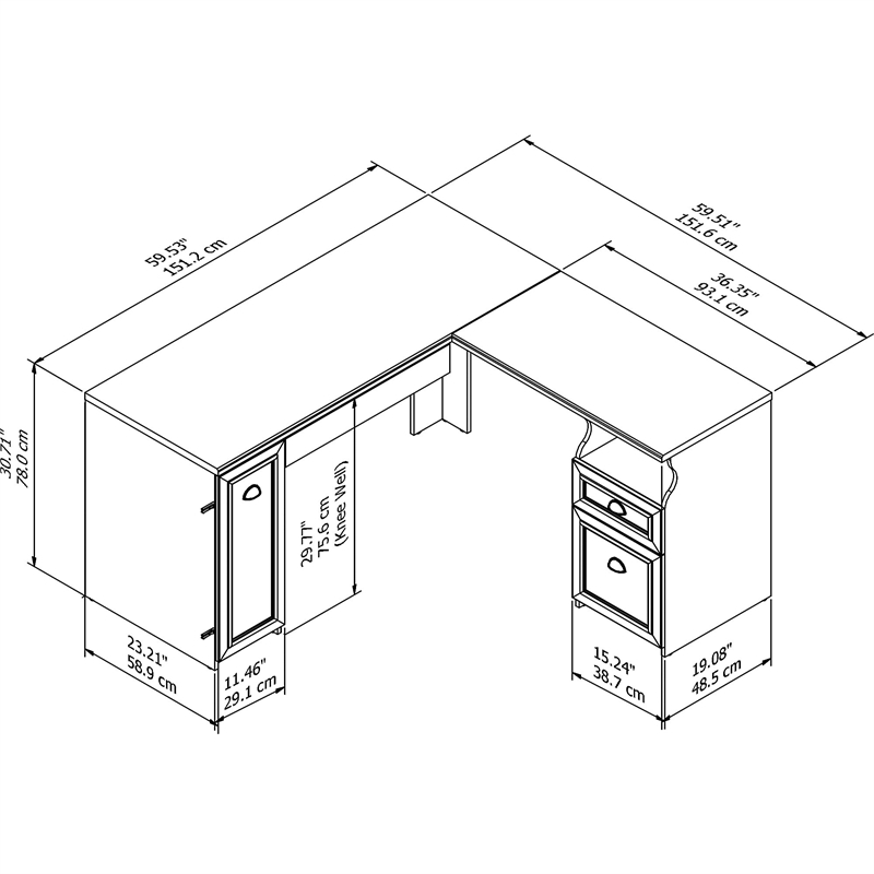 Scranton & Co Farmhouse Engineered Wood L Shaped Desk in Antique White