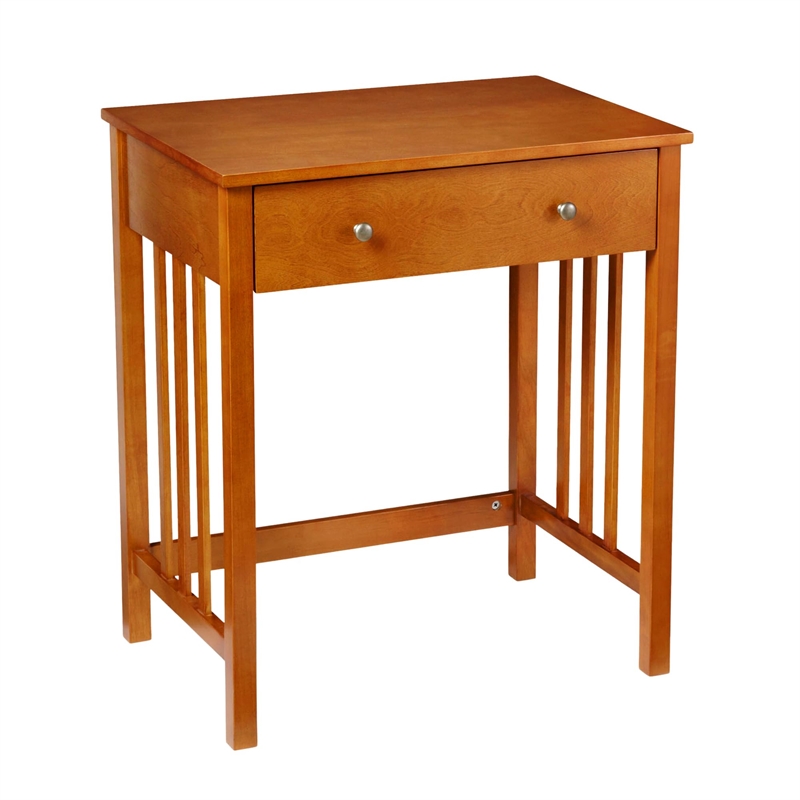 Scranton & Co Transitional Wood Desk with Sliding Keyboard Tray in Oak Brown