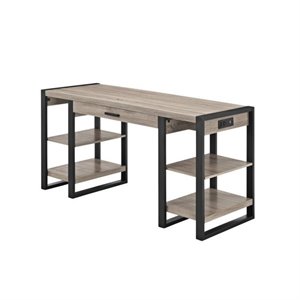 Scranton & Co 60&quot Storage Desk in Driftwood and Black