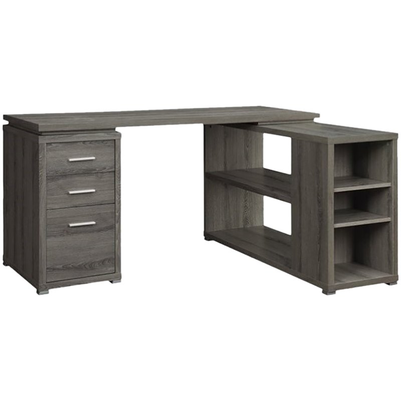 Scranton & Co Contemporary Wood L Shape Writing Desk in Weathered Gray/Silver