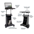 Scranton & Co Sit-to-Stand Rolling Laptop Cart with Storage in Graphite