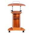 Scranton & Co Sit-to-Stand Rolling Laptop Cart with Storage in Wood Grain