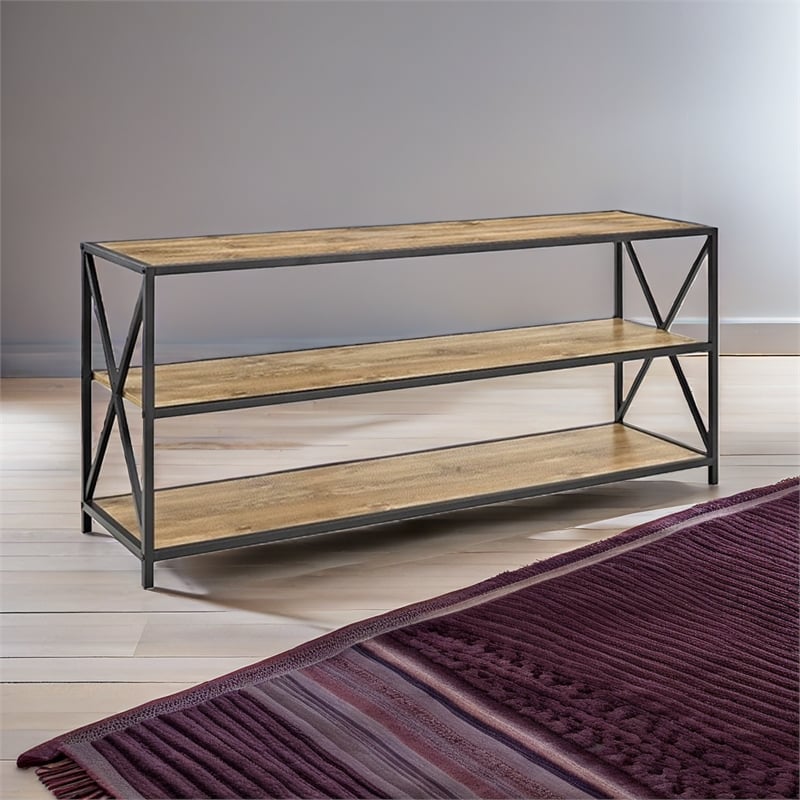 Scranton & Co 2 Shelf Wide Bookcase in Barnwood