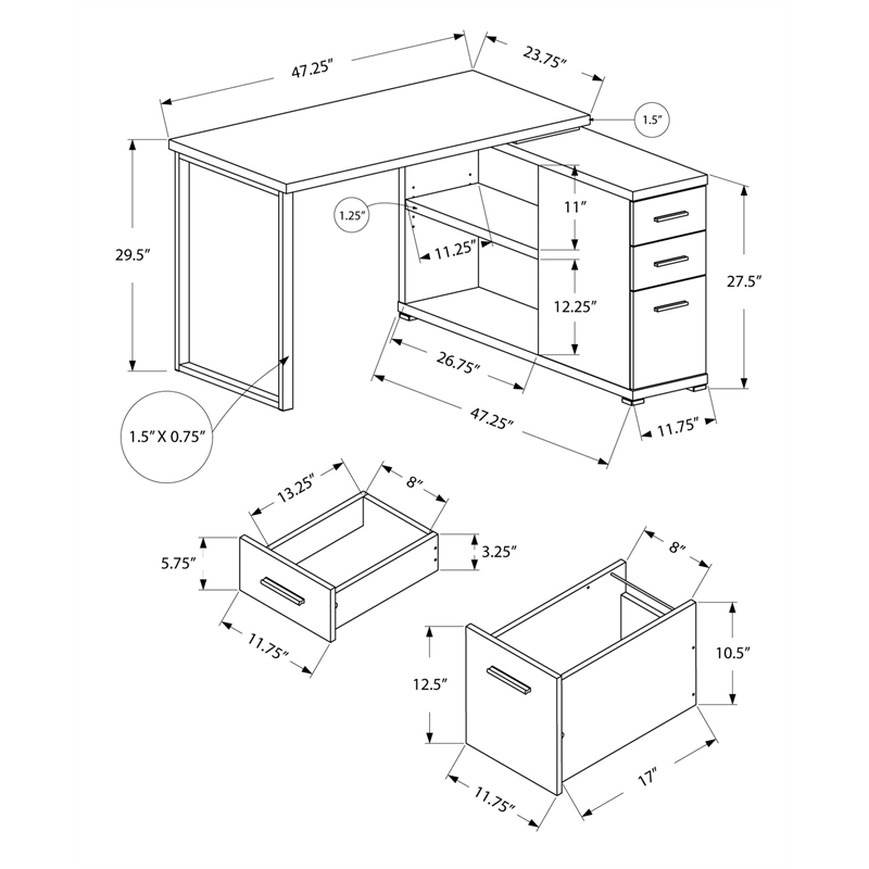 Scranton & Co White Computer Desk L Shaped 47