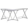 Scranton & Co Modern Glass/Steel L-Shape Computer Desk in Clear