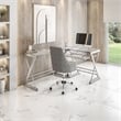 Scranton & Co Modern Glass/Steel L-Shape Computer Desk in Clear