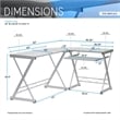 Scranton & Co Modern Glass/Steel L-Shape Computer Desk in Clear