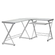 Scranton & Co Modern Glass/Steel L-Shape Computer Desk in Clear