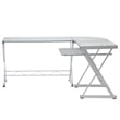 Scranton & Co Modern Glass/Steel L-Shape Computer Desk in Clear