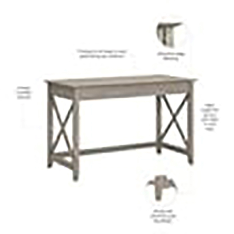 Scranton & Co Engineered Wood Writing Desk with X Pattern in Washed Gray