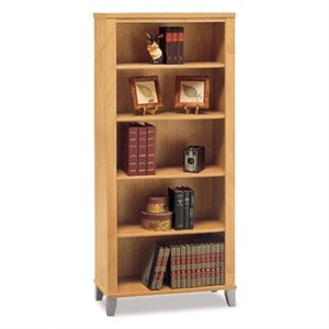 scranton & co 5 shelf wood bookcase in maple cross