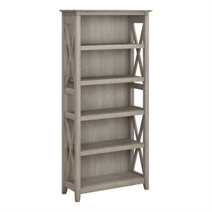 Scranton & Co 5 Shelves Coastal Wood Bookcase in Washed Gray