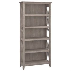 scranton & co transitional 5 shelf bookcase in washed gray