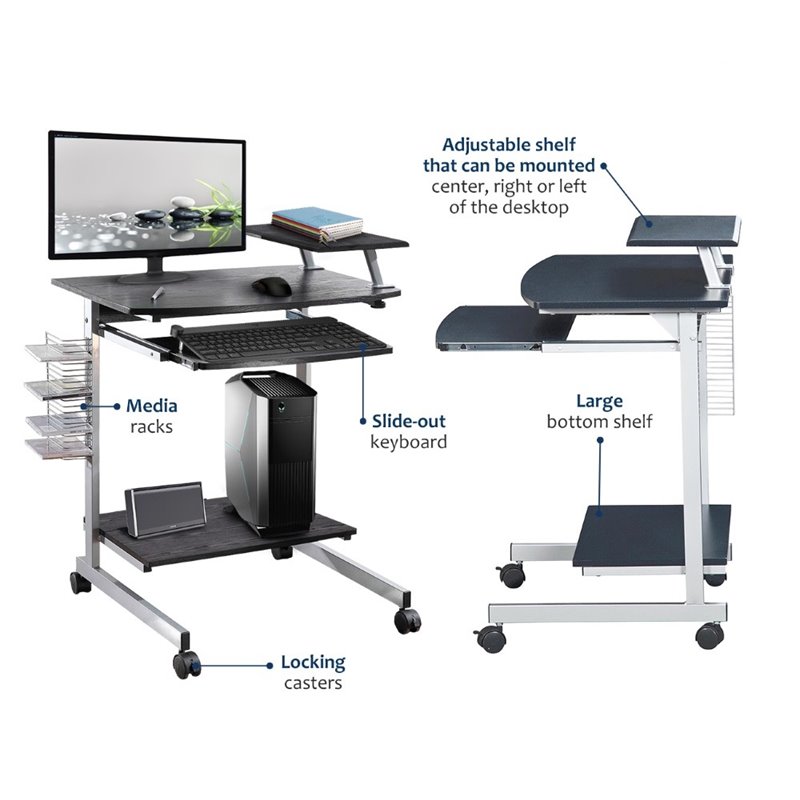 Scranton & Co Wood Top Computer Work Station in Espresso