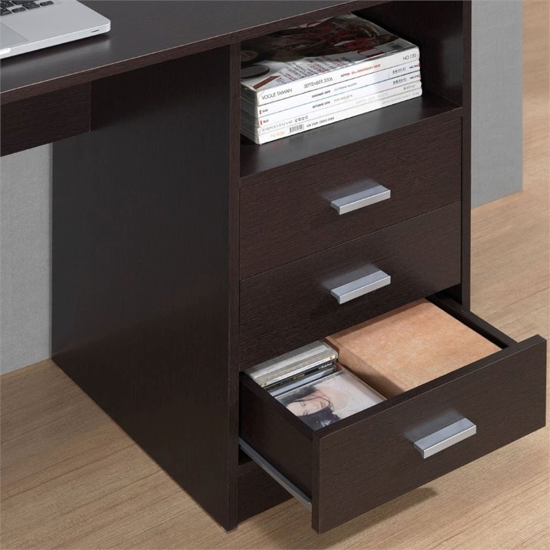 Scranton & Co 3-Drawer Wood Computer Desk with Shelf in Espresso/Wenge