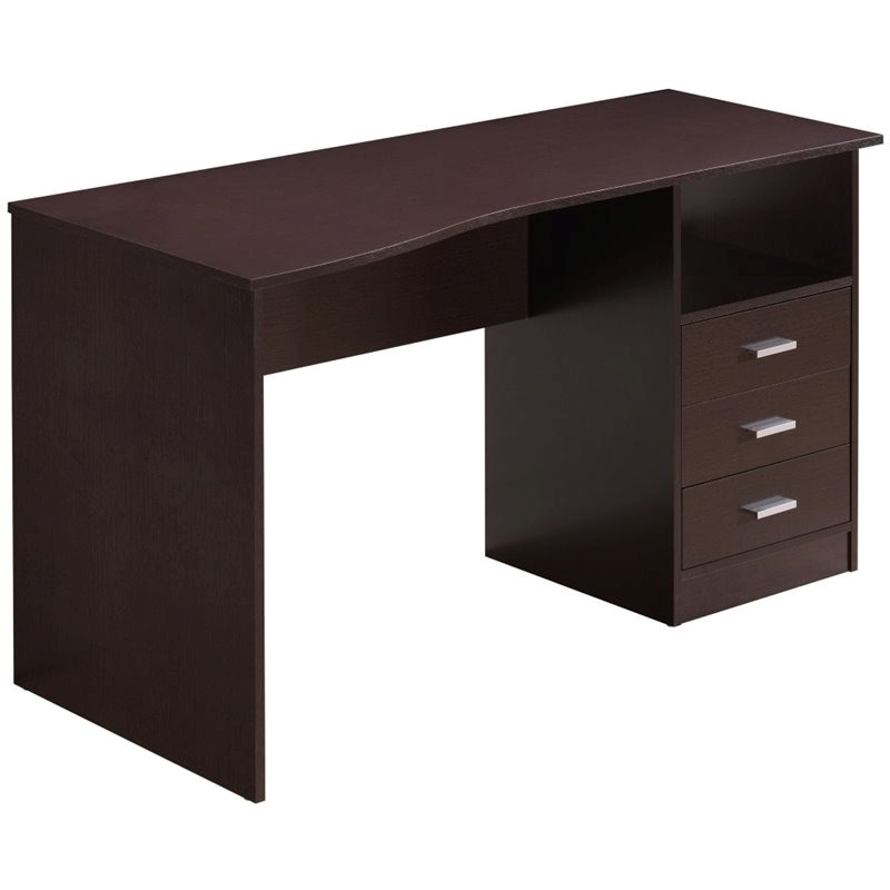 Scranton & Co 3-Drawer Wood Computer Desk with Shelf in Espresso/Wenge
