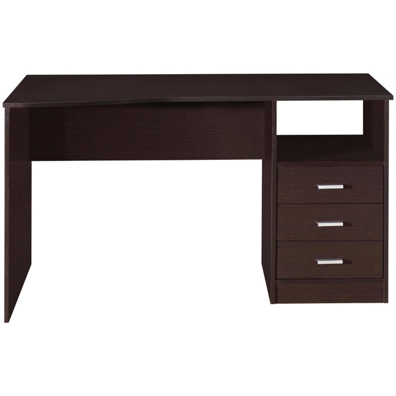 Scranton & Co 3-Drawer Wood Computer Desk with Shelf in Espresso/Wenge