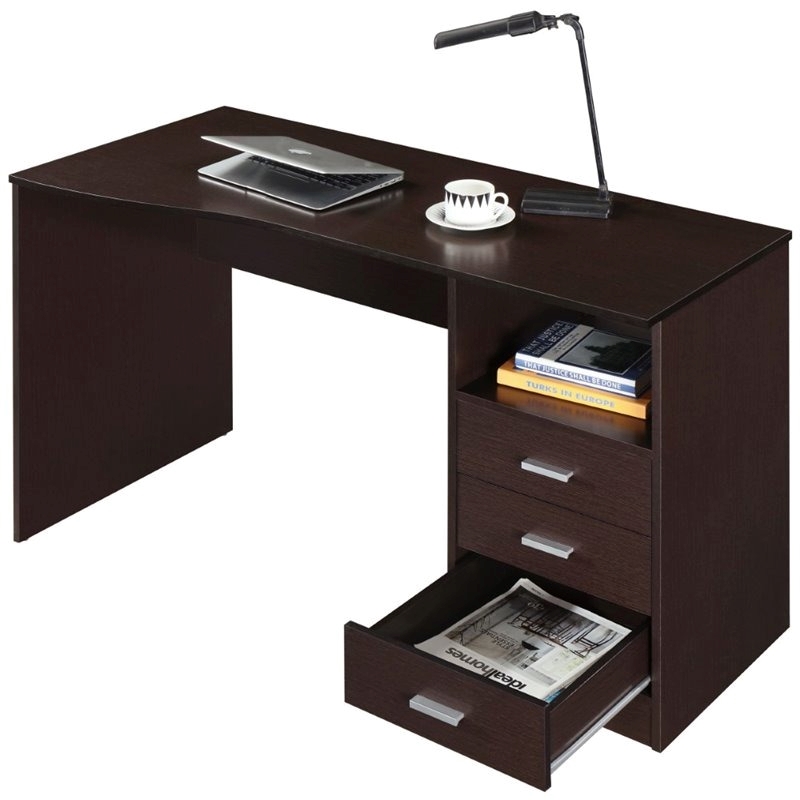 Scranton & Co 3-Drawer Wood Computer Desk with Shelf in Espresso/Wenge
