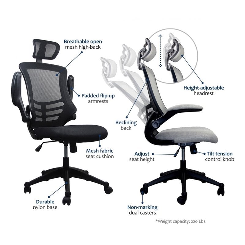 Scranton & Co Executive High Back Office Chair with Headrest in Black