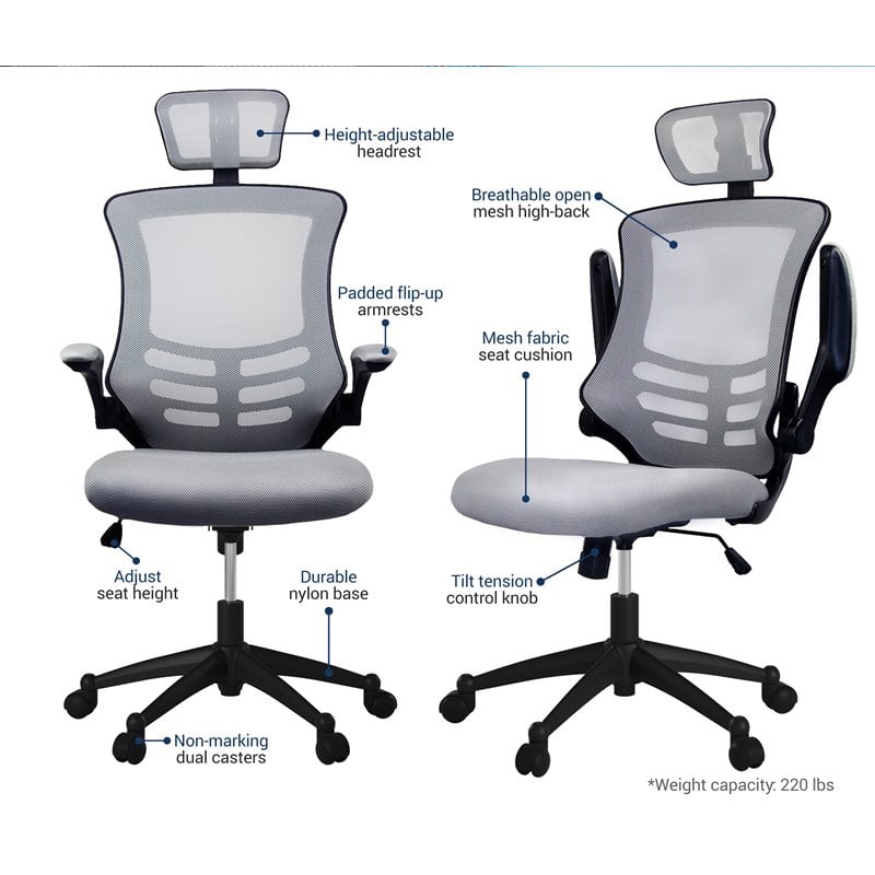 Scranton & Co Fabric Executive High Back Office Chair in Gray