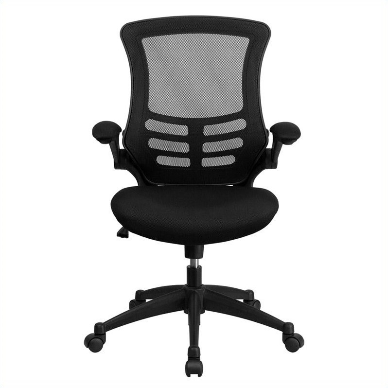 Scranton & Co Mid-Back Mesh Office Chair in Black Fabric
