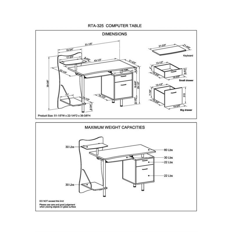 Scranton & Co MDF Chocolate Computer Desk Rectangular 51.25