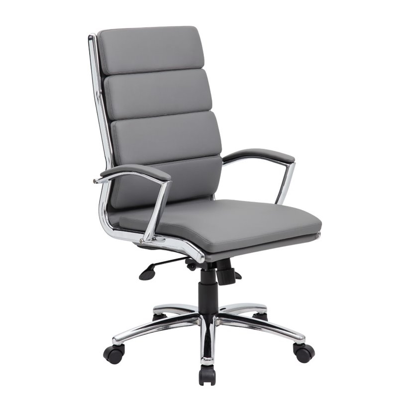 Scranton & Co Modern Faux Leather Adjustable Executive Office Chair in Gray