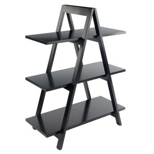 Scranton & Co 3-Tier A-Frame Mid-Century Solid Wood Book Shelf in Black