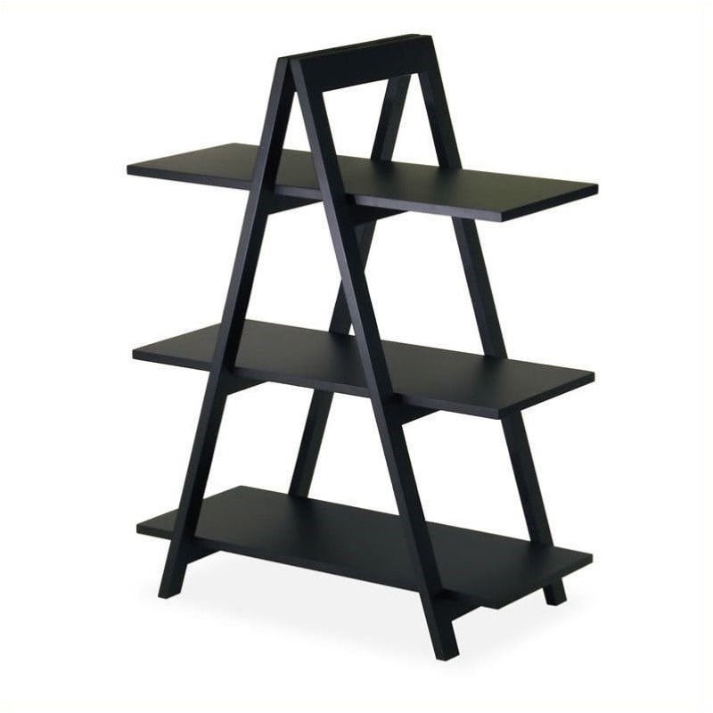 Scranton & Co 3-Tier A-Frame Mid-Century Solid Wood Book Shelf in Black
