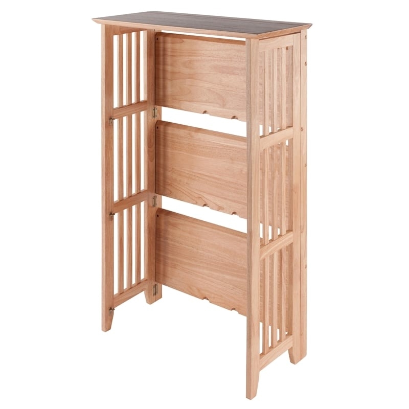 Scranton & Co 4-Tier Transitional Solid Wood Folding Bookcase in Natural