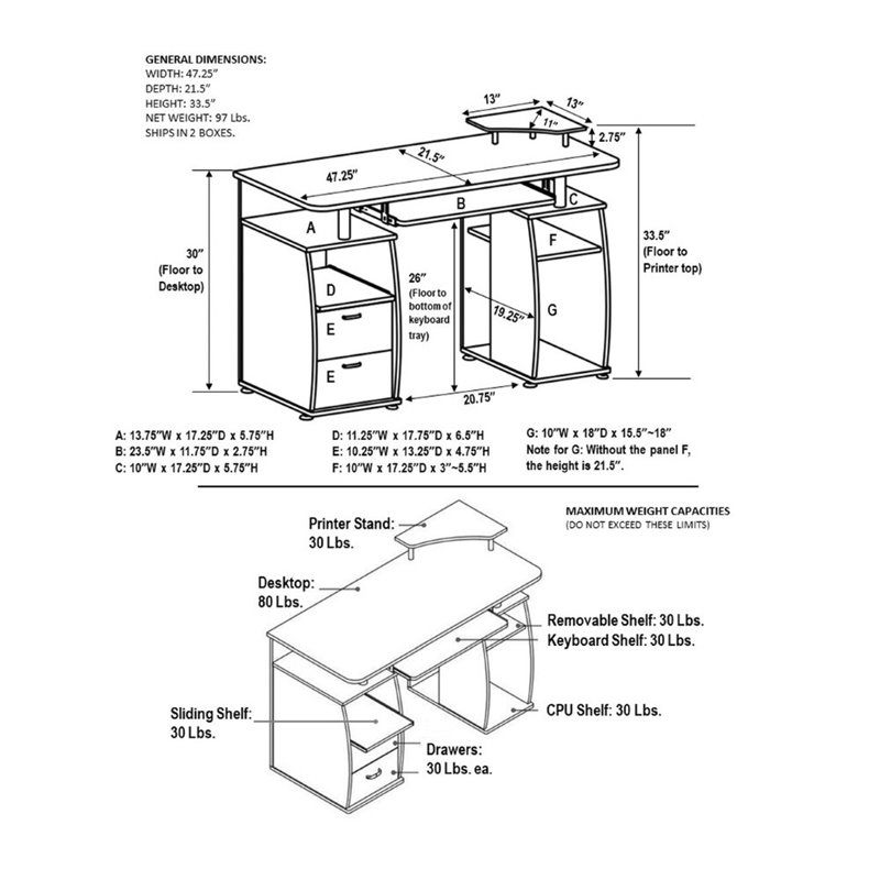 Scranton & Co Modern MDF Wood Home Office Computer Desk in Espresso