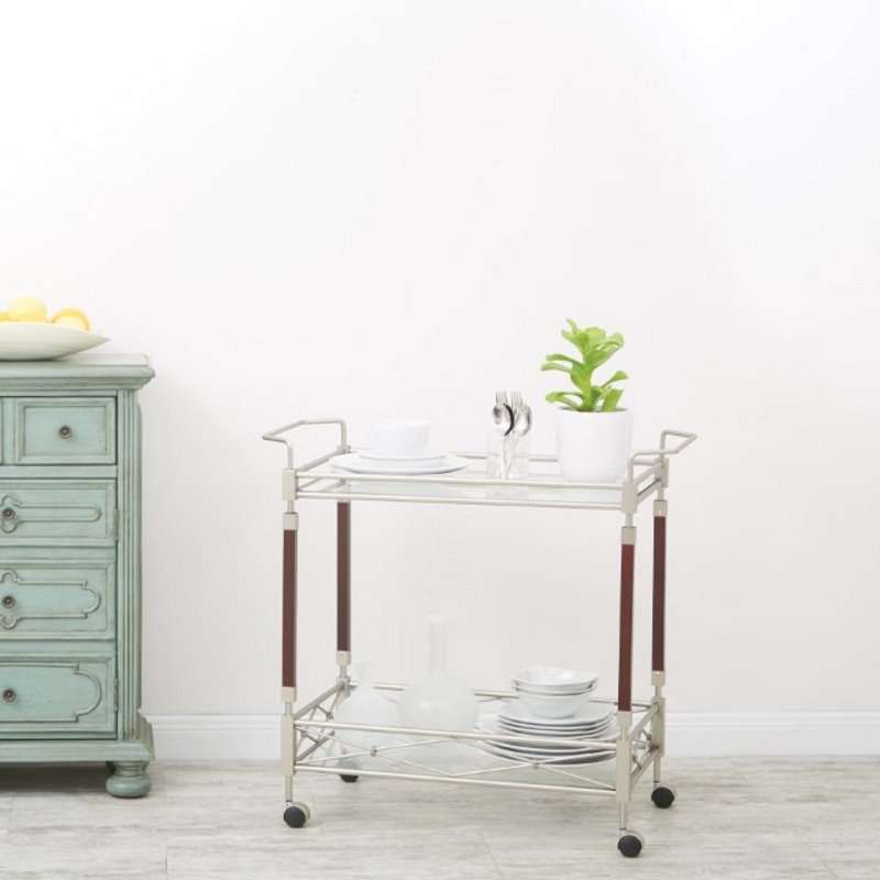 Scranton & Co Serving Cart in Nickel Brush