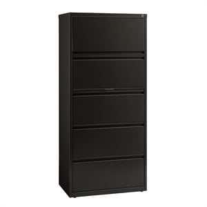 Scranton & Co 30&quot 5-Drawer Modern Metal Lateral Filing Cabinet in Black