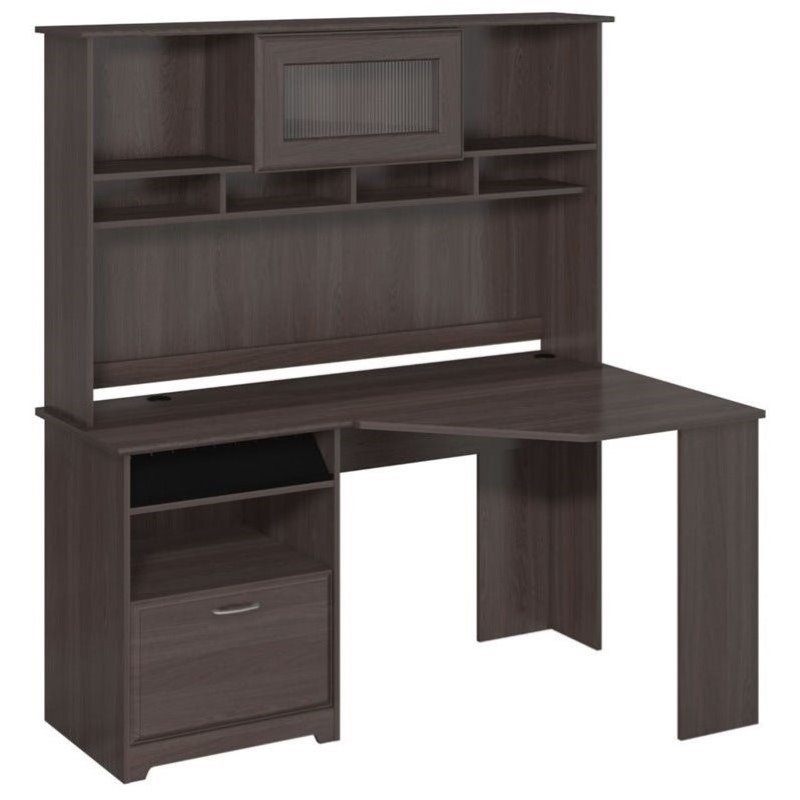 Scranton & Co Corner Desk with Hutch in Heather Gray Cymax Business