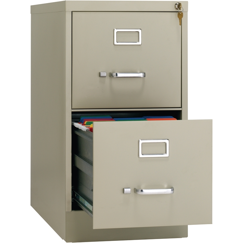 Scranton & Co Metal Beige Vertical Filing Cabinet 2-Drawer 26.5