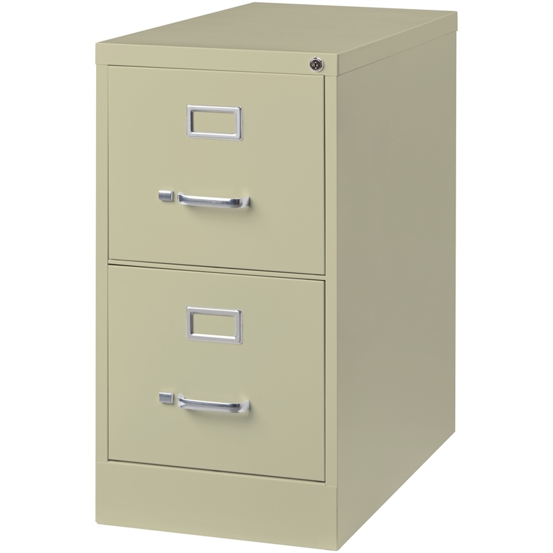 Scranton & Co Metal Beige Vertical Filing Cabinet 2-Drawer 26.5