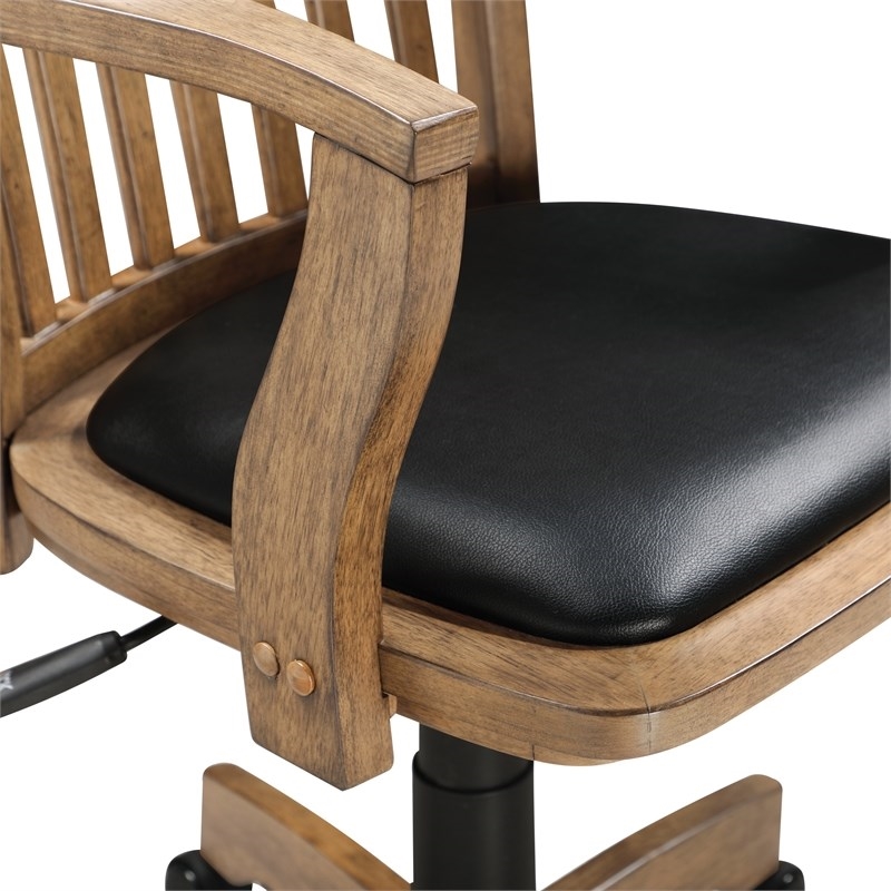 Scranton & Co Wood Brown Bankers Office Chair Rectangular Padded Seat 37