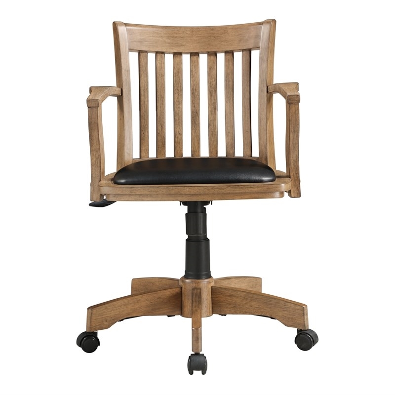 Scranton & Co Wood Brown Bankers Office Chair Rectangular Padded Seat 37
