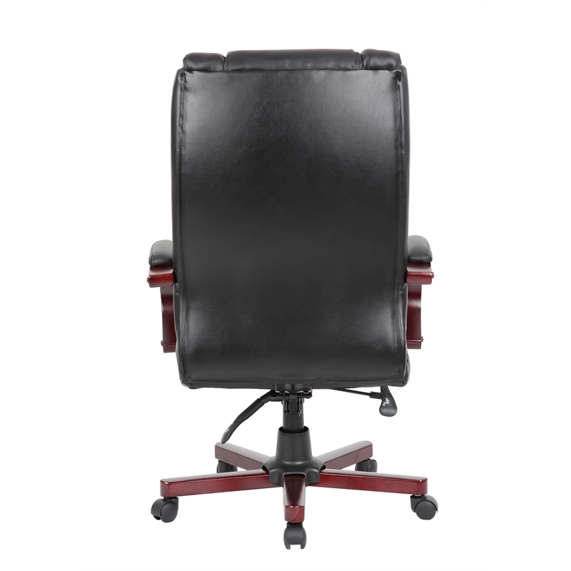 Scranton & Co Faux Leather High Back Executive Office Chair in Black/Mahogany