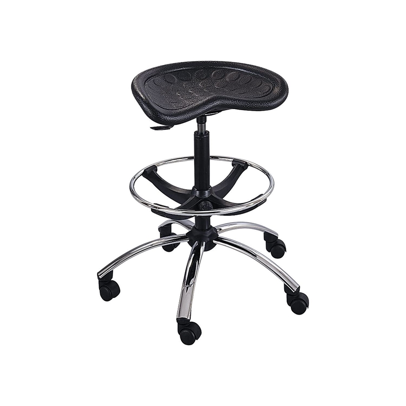 Scranton & Co Black Drafting Chair with Chrome Base