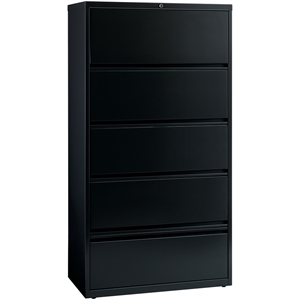 Scranton & Co 36&quot 5-Drawer Contemporary Metal Lateral Filing Cabinet in Black