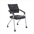 Scranton & Co Mesh Fabric/Wood Space Saving Chair in Black/Pewter (Set of 2)